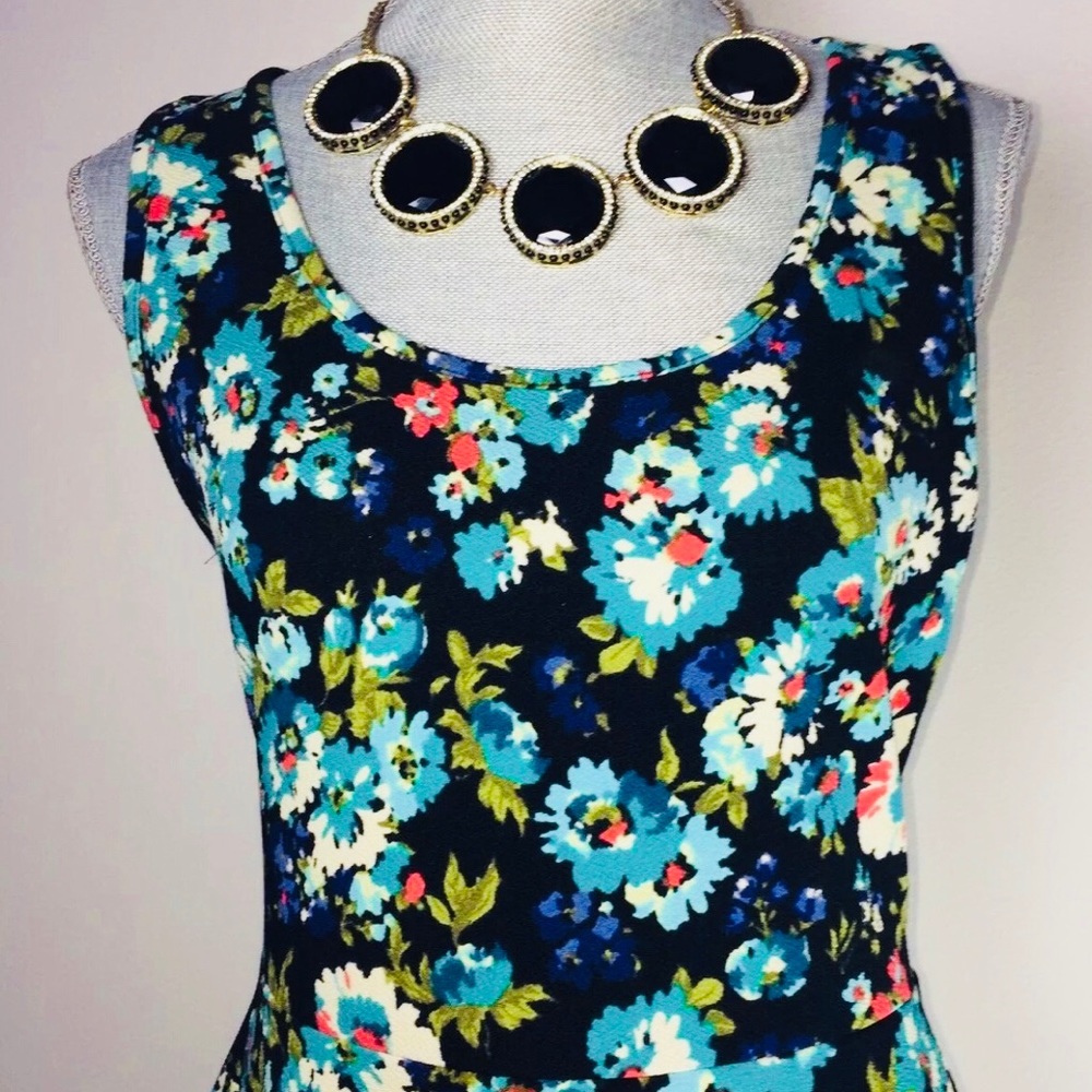 Mandy K Dress Large Womens Black Floral Print